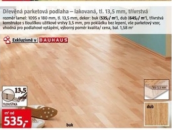 dřevěná podlaha třívrstvá Buk