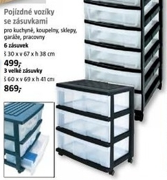 pojízdný úložný box se zásuvkami