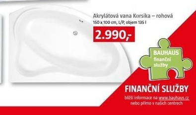 Akrylátová koupelnová rohová vana Korsica