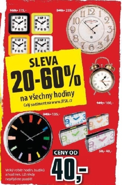 Sleva 20 až 60pp na všechny hodiny