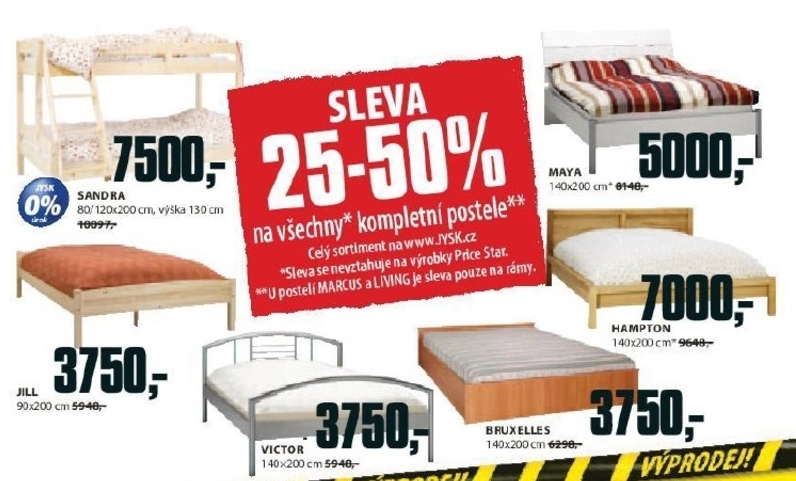 Sleva 25 až 50pp na všechny kompletní postele