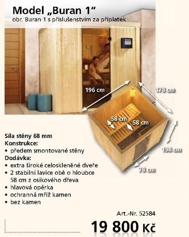 dřevěná sauna Buran 1 bez kamen