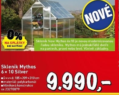 zahradní skleník Mythos 6x10Silver