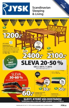 akční leták Jysk 2.7.2015-15.7.2015
