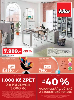 akční leták Kika nábytek 1.8.2016-11.9.2016