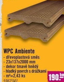 Terasové prkno WPC Woodplastic