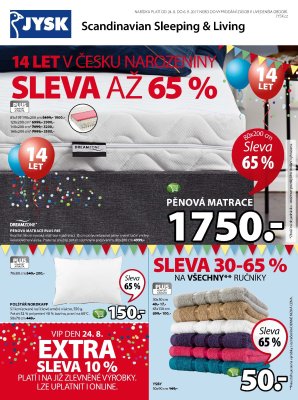 akční leták Jysk 24.8.2017-6.9.2017