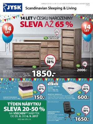 akční leták Jysk 31.8.2017-13.9.2017