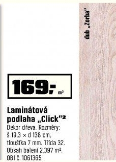 OBI laminátová podlaha „Click“