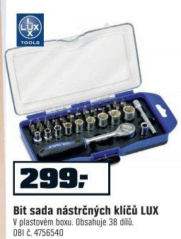 LUX Sada nástrčných klíčů a bitů 38dílná