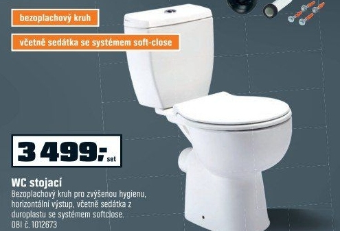 Stojící WC Plain s vodorovným vývodem, bílé, sada