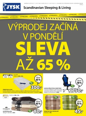 akční leták Jysk 27.12.2017-10.1.2018