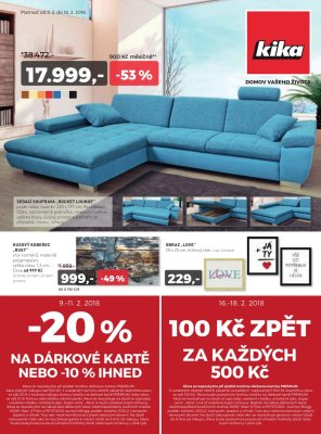 akční leták Kika nábytek 5.2.2018-18.2.2018
