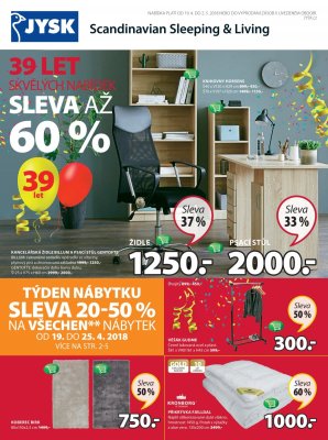 akční leták Jysk 19.4.2018-2.5.2018