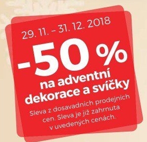 -50% na adventní dekorace a svíčky