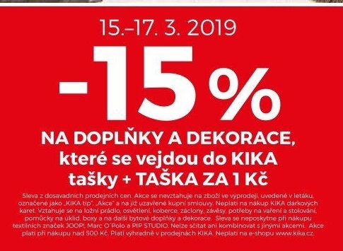 -15% na doplňky a dekorace, které se vejdou do kika tašky