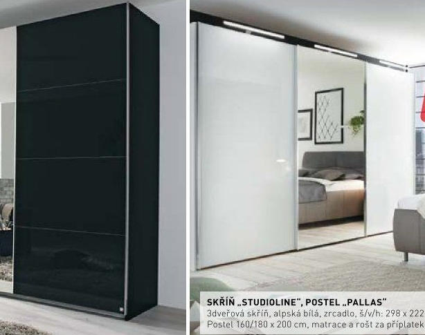 Skříň Studioline, postel Pallas