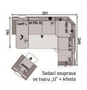 Sedací souprava ve tvaru „U“ + křeslo