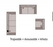 Trojsedák + dvousedák + křeslo