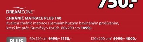 DREAMZONE CHRÁNIČ MATRACE PLUS T40