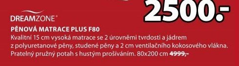 DREAMZONE PĚNOVÁ MATRACE PLUS F80