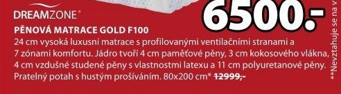 DREAMZONE PĚNOVÁ MATRACE GOLD F100