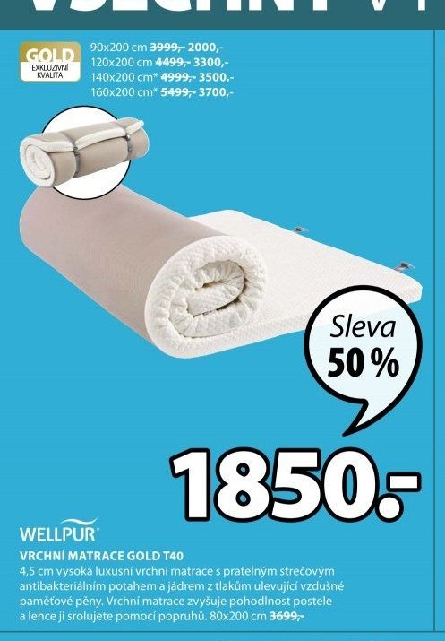 VRCHNÍ MATRACE GOLD T40
