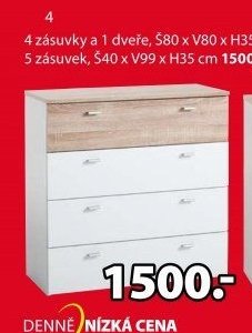 4 zásuvky a 1 dveře, Š80 x V80 x H35 cm