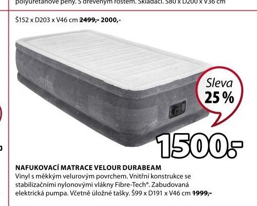 NAFUKOVACÍ MATRACE VELOUR DURABEAM