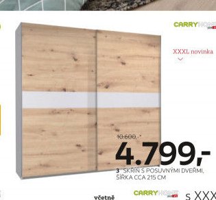 Skříň s posuvnými dveřmi, šířka cca 215 cm
