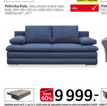 Pohovka Kate, látka tmavě modrá nebo šedá