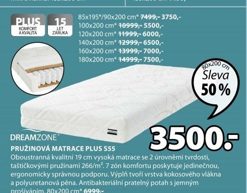 Pružinová matrace PLUS S55