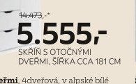 SKŘÍŇ S OTOČNÝMI DVERMI, ŠÍŘKA CCA 181 CM