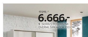 Skříň s posuvnými dveřmi, šířka cca 200 cm