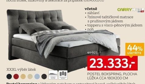 Postel boxspring, plocha lůžka cca 180x200 cm