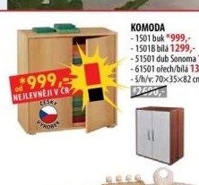 KOMODA 1501 buk, 1501B bílá, 51501 dub Sonoma, 61501 ořech