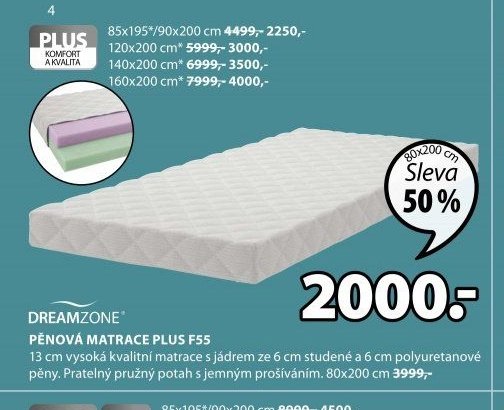 DREAMZONE PĚNOVÁ MATRACE PLUS F55