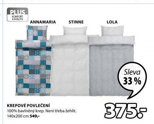 Krepové povlečení ANNAMARIA, STINNE, LOLA