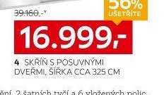 4 SKŘÍŇ S POSUVNÝMI DVEŘMI, ŠÍŘKA CCA 325 CM