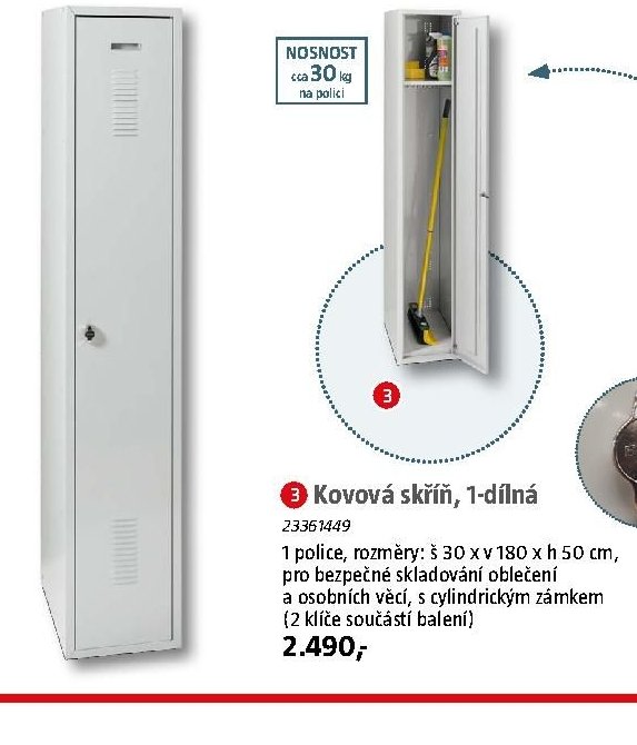 Kovová skříň, 1-dílná
