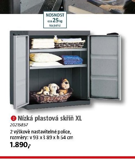 Nízká plastová skříň XL