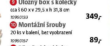 Úložný box s kolečky cca š 60 x v 29,5 x h 31,8 cm