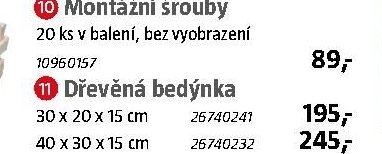 Montážní šrouby 20 ks v balení