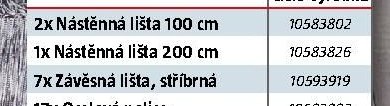 Nástěnná lišta 200 cm