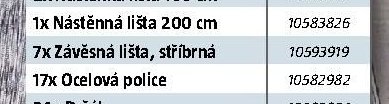 Závěsná lišta, stříbrná