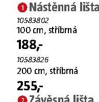 Nástěnná lišta 100 cm, stříbrná