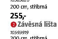 Nástěnná lišta 200 cm, stříbrná