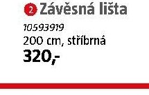 Závěsná lišta 200 cm, stříbrná