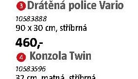 Drátěná police Vario 90 x 30 cm, stříbrná