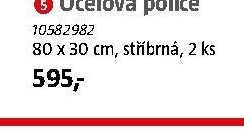 Ocelová police 80 x 30 cm, stříbrná, 2 ks